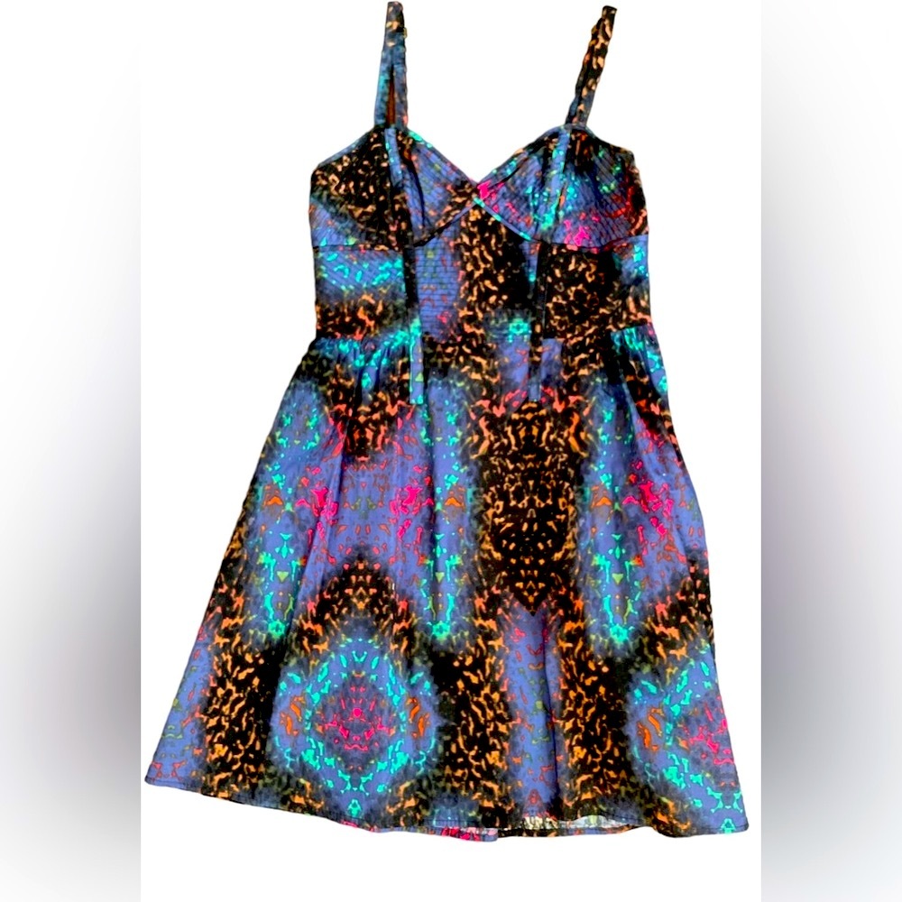 Urban Outfitters Silence + Noise fit and flare black tie dye colorful dr…